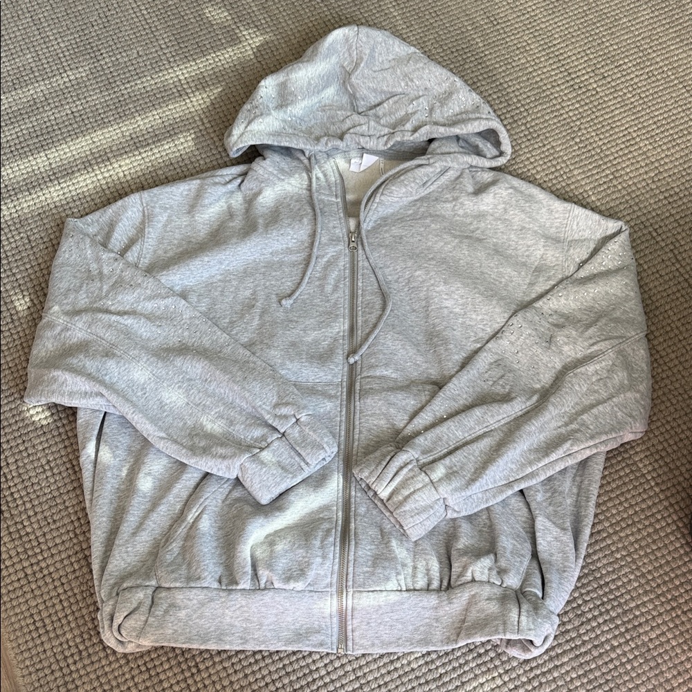 Out From Under Merrick Shine Embellished Zip-Up Hoodie Sweatshirt - Picture 4 of 11